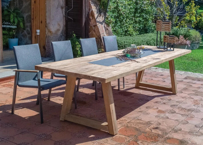 Table de jardin rectangle teck recycle l 250 ou...