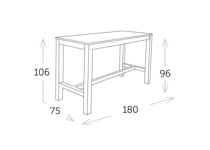 Table de bar en teck recycle exterieur 180x75 -...