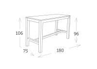 Table de bar en teck recycle exterieur 180x75 - kenya - garden art