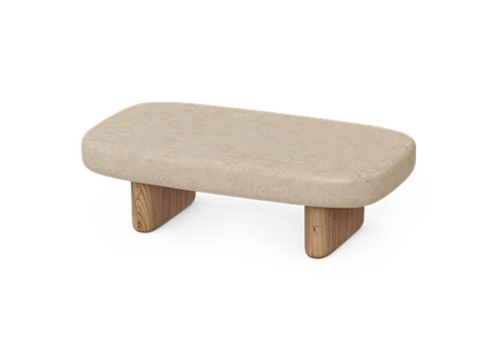 Table basse design rectangle en iroko et béton...