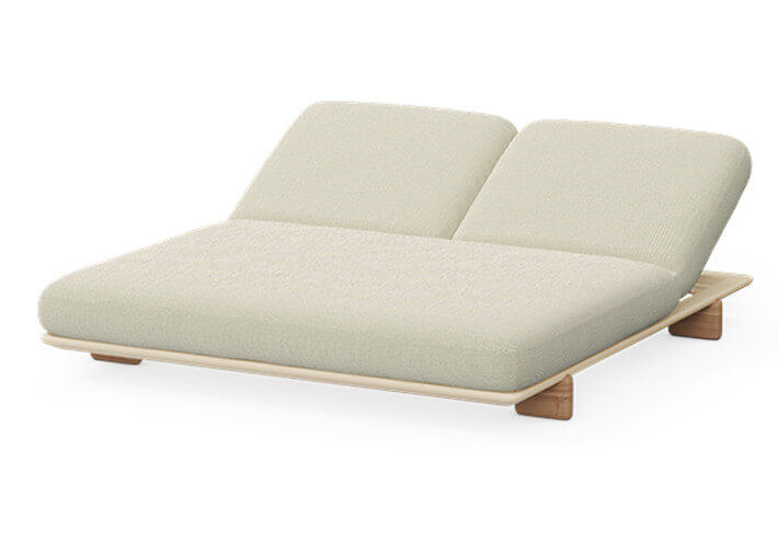 Daybed double en iroko polyuréthane et tissu au...