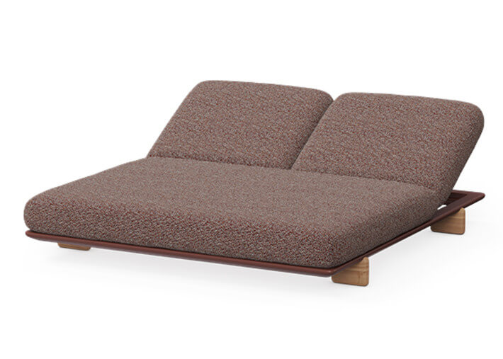Daybed double en iroko polyuréthane et tissu au...