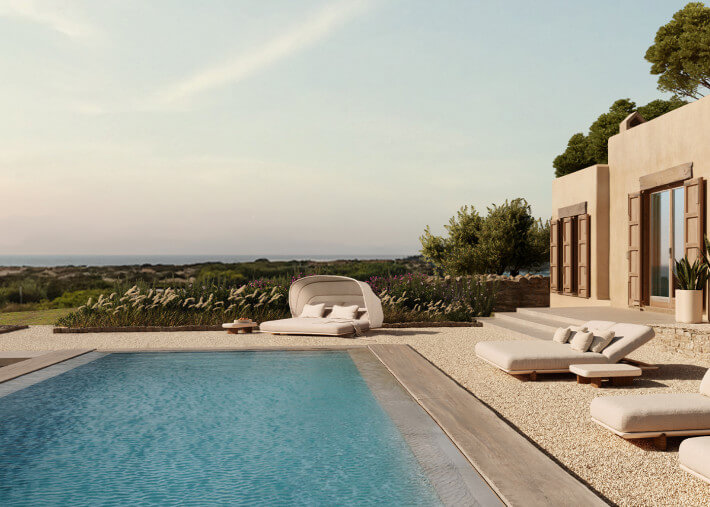 Daybed avec toit ouvrant en iroko polyuréthane...