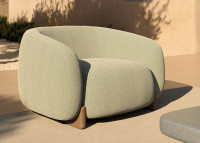 Fauteuil cosy et confortable en iroko et tissu au choix - Milos Vondom
