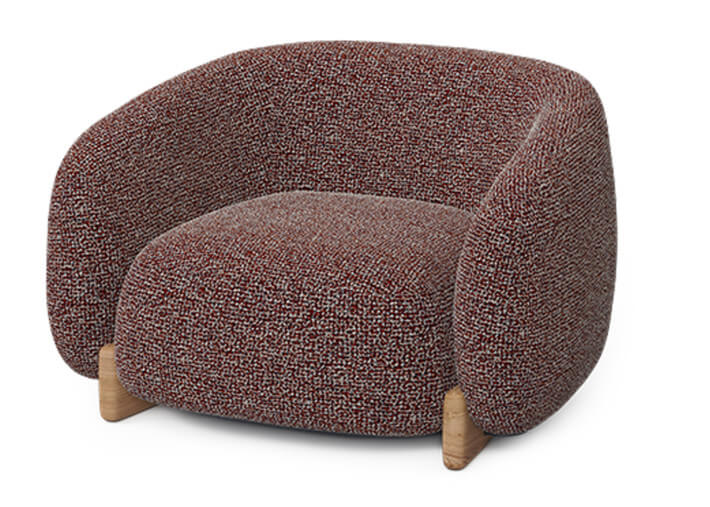 Fauteuil cosy et confortable en iroko et tissu...