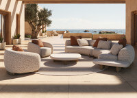 Fauteuil cosy et confortable en iroko et tissu au choix - Milos Vondom