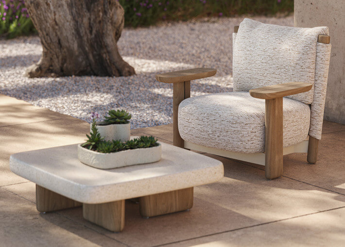 Fauteuil de jardin confortable en iroko et...
