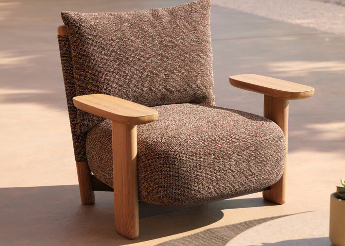 Fauteuil de jardin confortable en iroko et...
