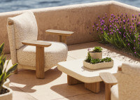 Fauteuil de jardin confortable en iroko et tissu au choix Milos Vondom
