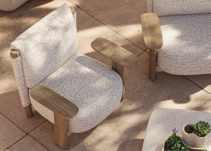 Fauteuil de jardin confortable en iroko et...