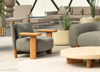 Fauteuil de jardin confortable en iroko et tissu au choix Milos Vondom