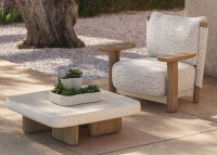 Fauteuil de jardin confortable en iroko et tissu au choix Milos Vondom