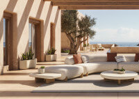 Pouf confortable intérieur extérieur en iroko et tissu - Milos Vondom
