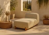 Chaise longue design et confortable en iroko et tissu - Milos Vondom