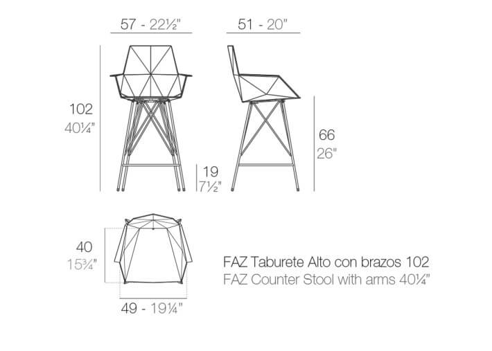 Set de 4 Chaises de bar avec accoudoirs en...