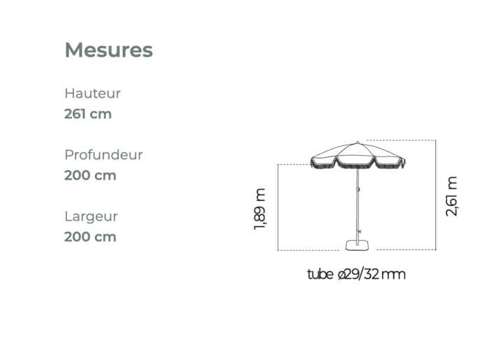Parasol design vintage avec franges 3 coloris -...