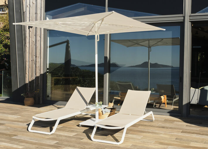 Parasol carré 2,5x2.5 - blanc gris ou taupe -...