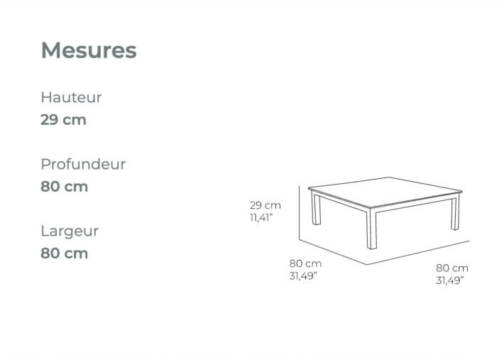 Table de salon de jardin carree blanche compact...