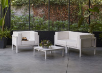 Table de salon de jardin carree blanche compact - Lounge - Ezpeleta