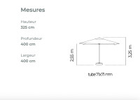 Parasol special grande terrasse - 3 coloris 4x4 - Rio par Ezpeleta