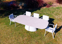 Table de jardin en céramique beige 240x118 - Aurora par Garden Art