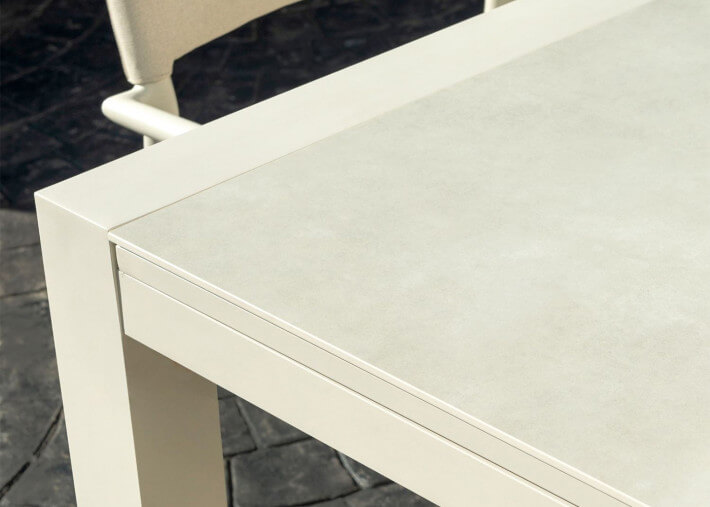 Table de jardin extensible en céramique beige -...