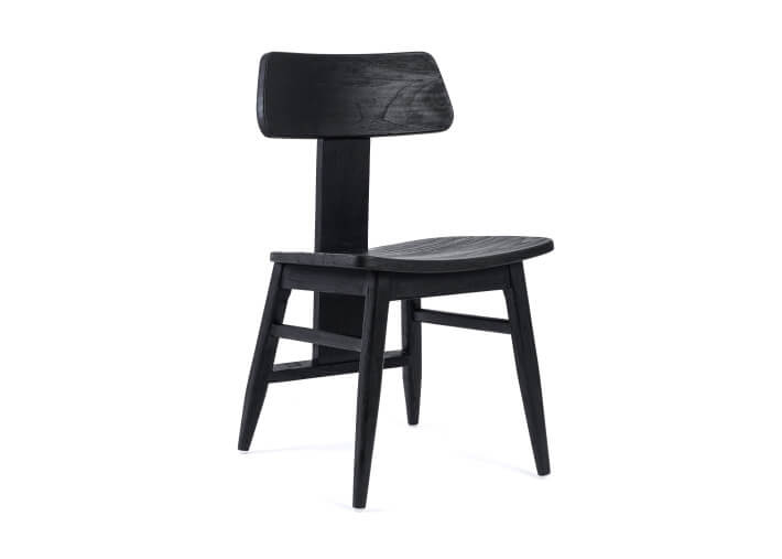 Chaise design en bois de teck teinté noir -...