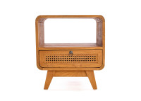 Table de chevet en teck naturel et rotin - Breeze par Bazar Bizar