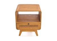 Table de chevet en teck naturel et rotin - Breeze par Bazar Bizar
