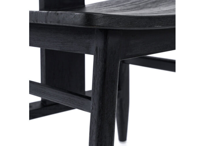 Chaise design en bois de teck teinté noir -...