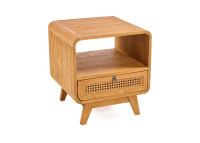 Table de chevet en teck naturel et rotin - Breeze par Bazar Bizar