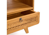 Table de chevet en teck naturel et rotin - Breeze par Bazar Bizar