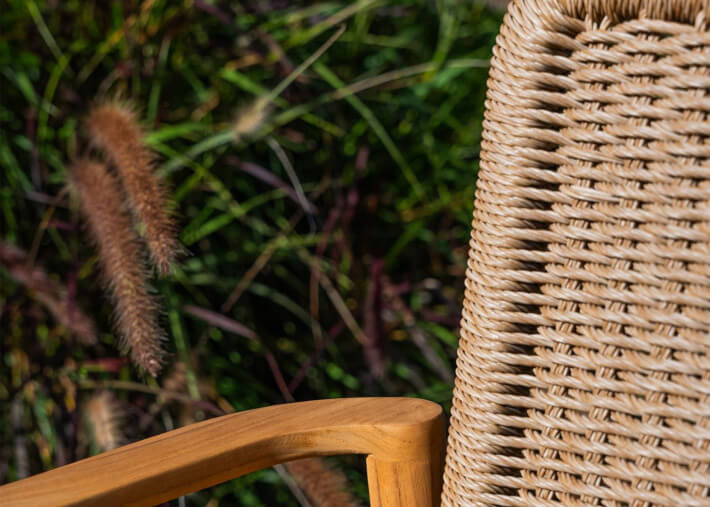 Set de 2 fauteuils en teck et résine tressée -...