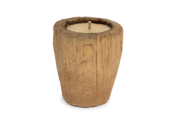 Bougeoir en bois avec cire rechargeable -...