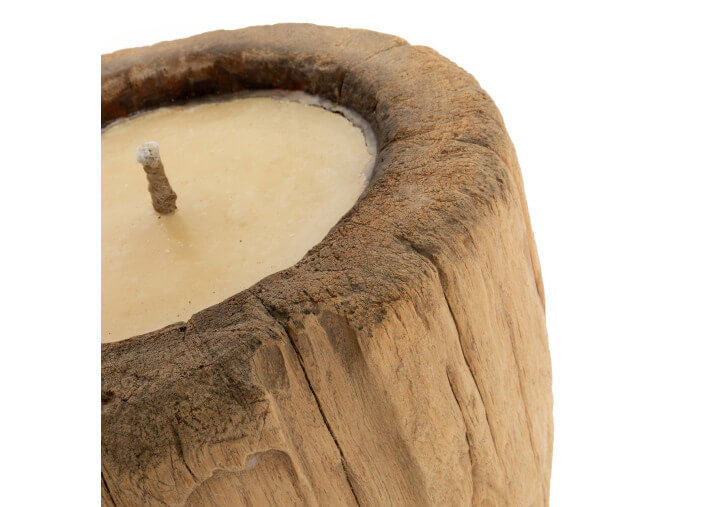 Bougeoir en bois avec cire rechargeable -...