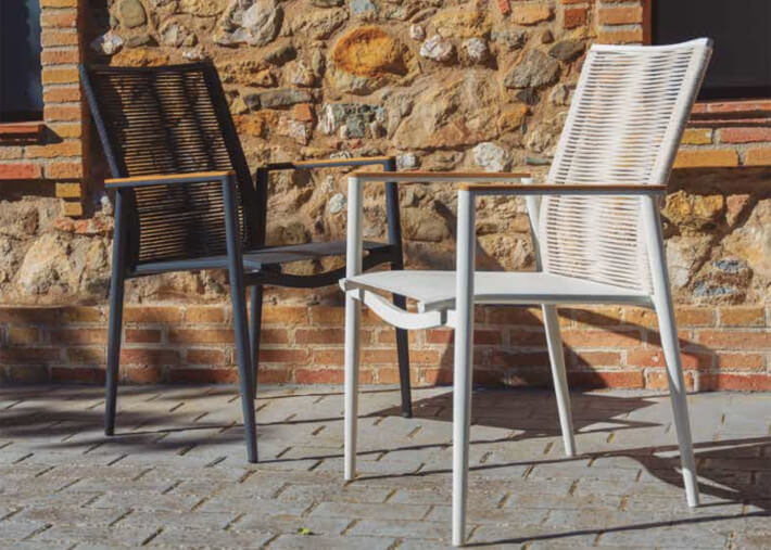 Set de 2 fauteuils de jardin en corde beige ou...