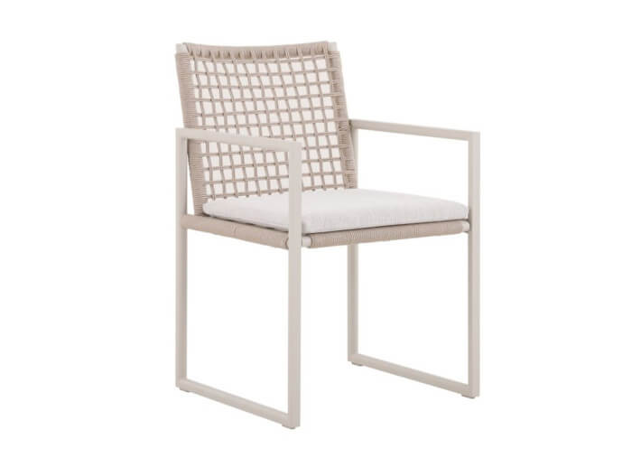 Set de 6 fauteuils en aluminium et corde beige...