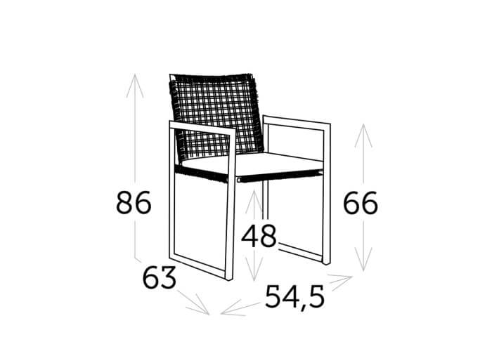 Set de 6 fauteuils en aluminium et corde beige...