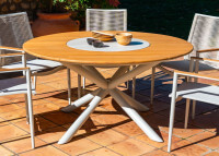 Table ronde en teck avec plateau tournant - Capri par Garden Art