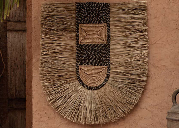 Décoration murale bohème en fibres naturelles -...