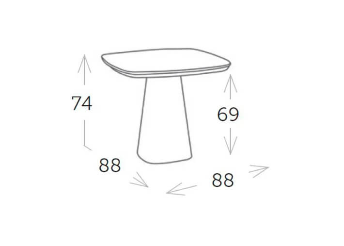 Table design en aluminium blanc et teck 88x88 -...