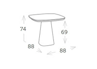 Table design en aluminium blanc et teck 88x88 - La Route Garden Art