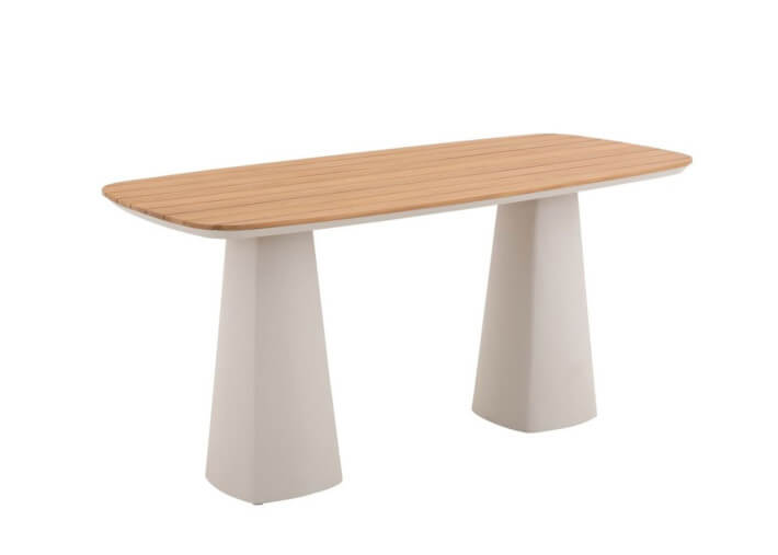Table haute en aluminium beige et teck 200x88...