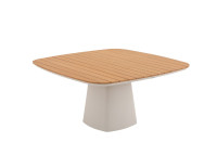 Table en aluminium beige et teck 150x150 - La Route par Garden Art