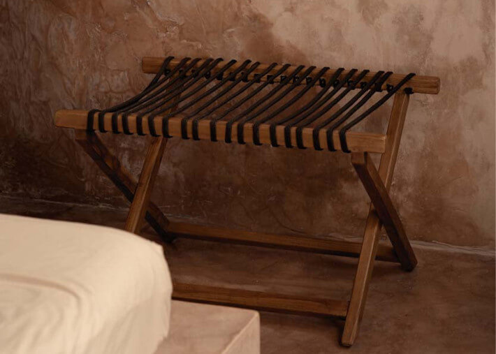 Porte-bagages en teck 80x55 - Luggage Rack L...