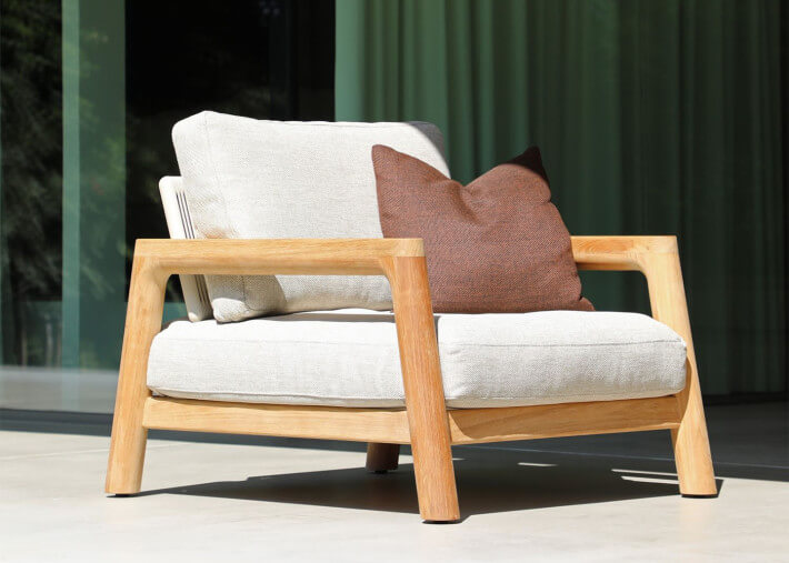 Fauteuil d'extérieur confortable en teck et...