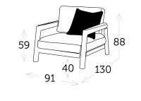 Fauteuil d'extérieur confortable en teck et tissu beige - Aruna par Garden Art