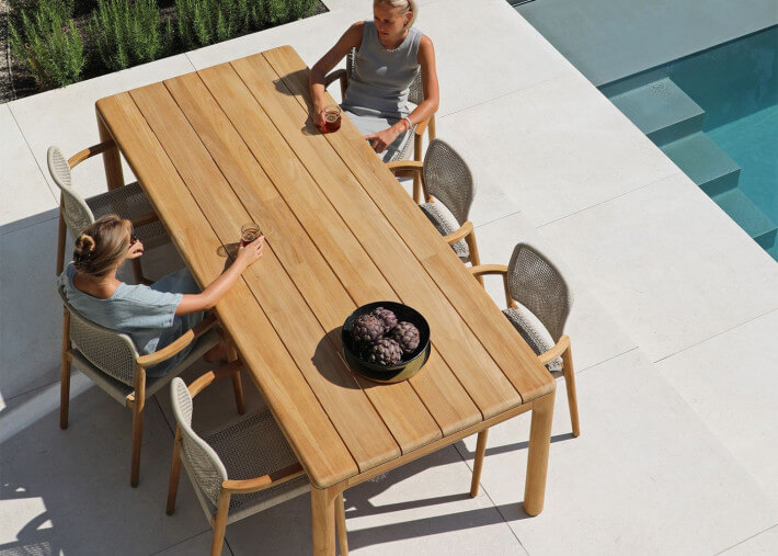 Table de repas d'extérieur en teck Long 240 -...