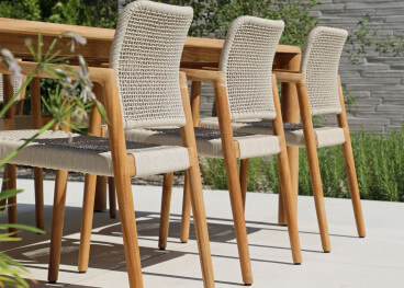 Set de 4 chaises de repas en teck et corde beige - Aruna... 2