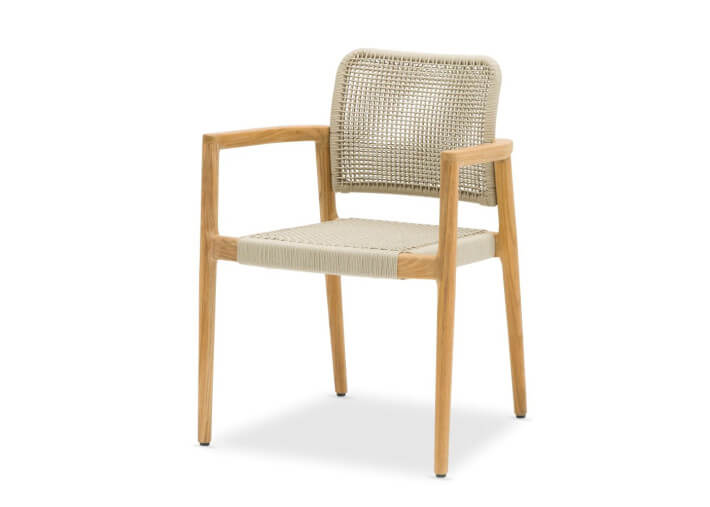Set de 4 chaises de repas en teck et corde...